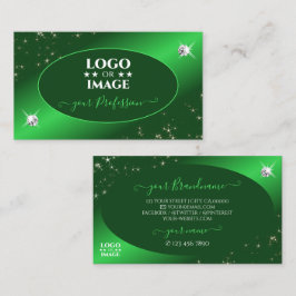 Emerald Grönt Cute Glitter Stars Diamonds Add Logo Visitkort