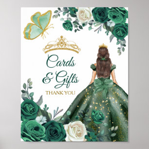 Emerald Grönt Dacks Quinceañera-kort och presenter Poster