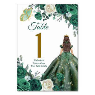 Emerald Grönt Dacks Quinceañera Krona Birthday Bordsnummer