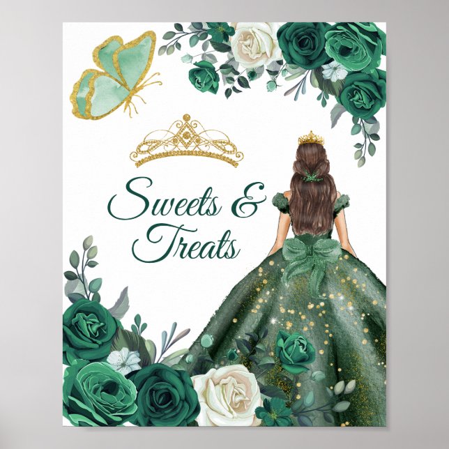 Emerald Grönt Dacks Quinceañera Sweet Treats Poster (Framsidan)