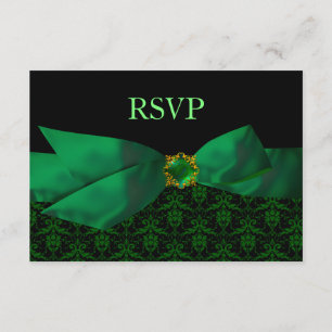 Emerald Grönt Damask Wedding OSA kort