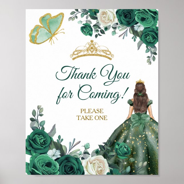 Emerald Grönt Ddress Quinceañera Tack Poster (Framsidan)