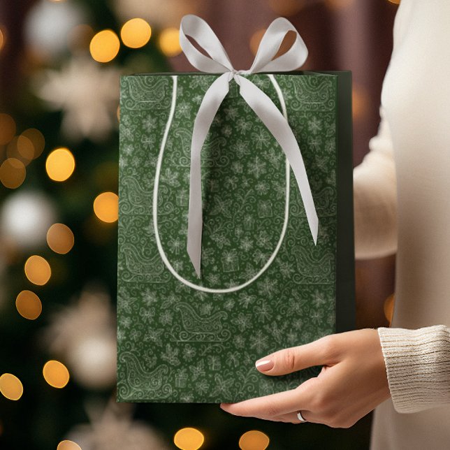 Emerald Grönt Doodle jul Sleigh Mönster (Skapare uppladdad)