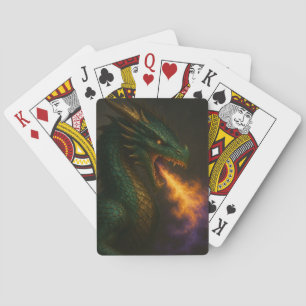Emerald Grönt Dragon Breathing Fire Casinokort
