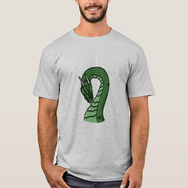Emerald Grönt Dragon Fantasy Emblem T Shirt (Framsida)