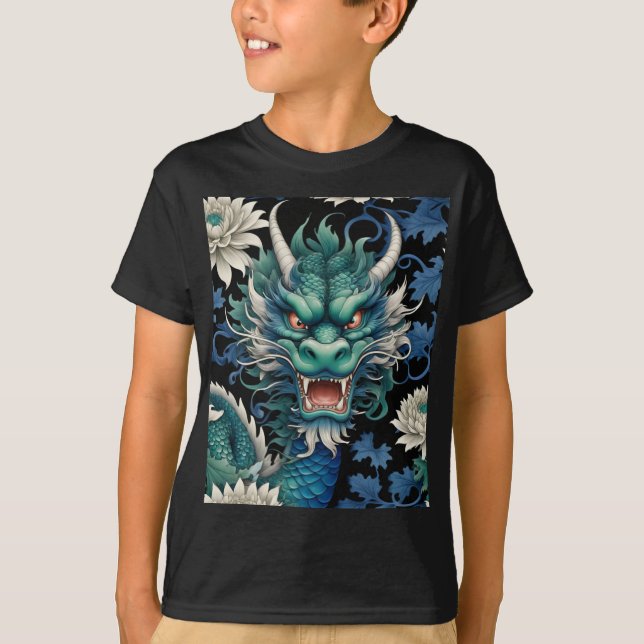 Emerald Grönt Dragon Skriv ut T-Shirt (Framsida)