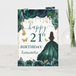 Emerald Grönt Dress Brunette Princess Birthday Kort