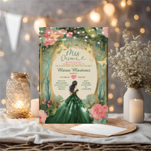 Emerald Grönt Dress Guld Blommigt Forest Mis Quinc Inbjudningar