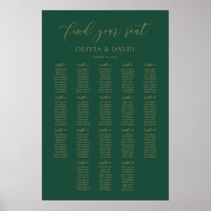 Emerald Grönt Elegant 18 bord Sittdiagram Poster