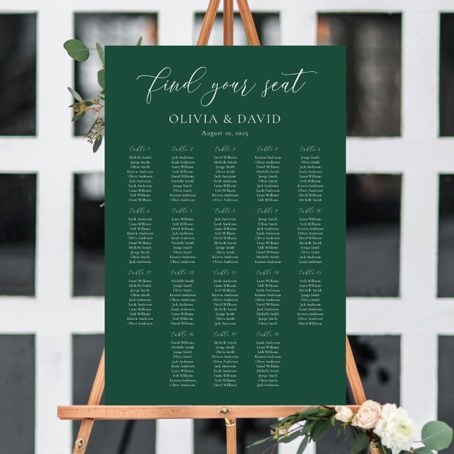 Emerald Grönt Elegant 18 bord Sittdiagram Poster (Skapare uppladdad)