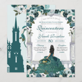 Emerald Grönt Elegant Charro Princess Quinceanera Inbjudningar