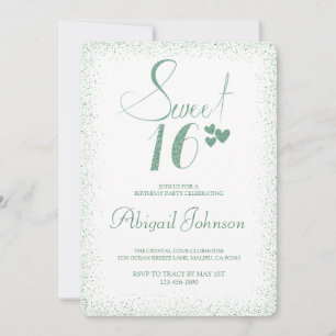 Emerald Grönt Elegant Girls Sweet 16 Birthday Inbjudningar