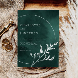 Emerald Grönt Elegant Greenery Bröllop Inbjudningar
