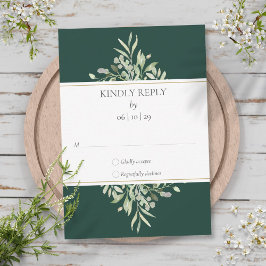 Emerald Grönt Elegant Greenery Bröllop OSA Kort