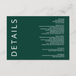 Emerald Grönt Elegant Modern Minimalist Bröllop Tilläggskort