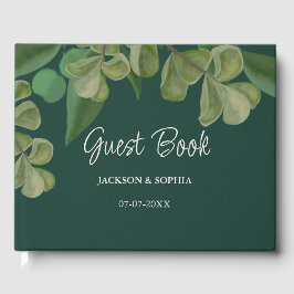 Emerald grönt Elegant rustic grey löv lush Gästböcker