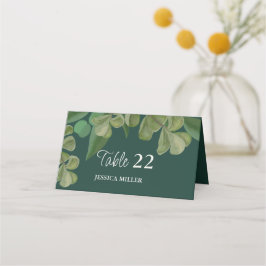 Emerald grönt Elegant rustic grey löv lush Placeringskort