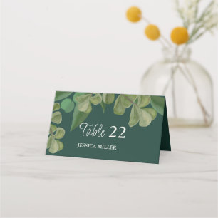 Emerald grönt Elegant rustic grey löv lush Placeringskort