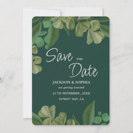 Emerald grönt Elegant rustic grey löv lush Spara Datumet