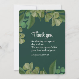 Emerald grönt Elegant rustic grey löv lush Tack Kort