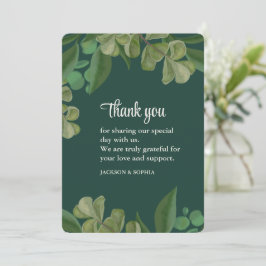 Emerald grönt Elegant rustic grey löv lush Tack Kort