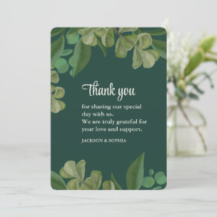 Emerald grönt Elegant rustic grey löv lush Tack Kort