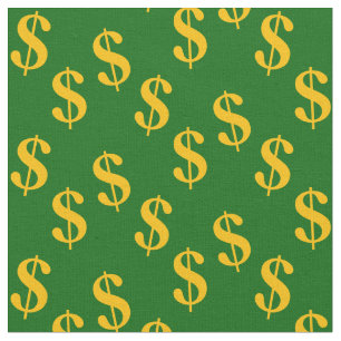 Emerald Grönt Fabric med dollartecken i Guld Tyg