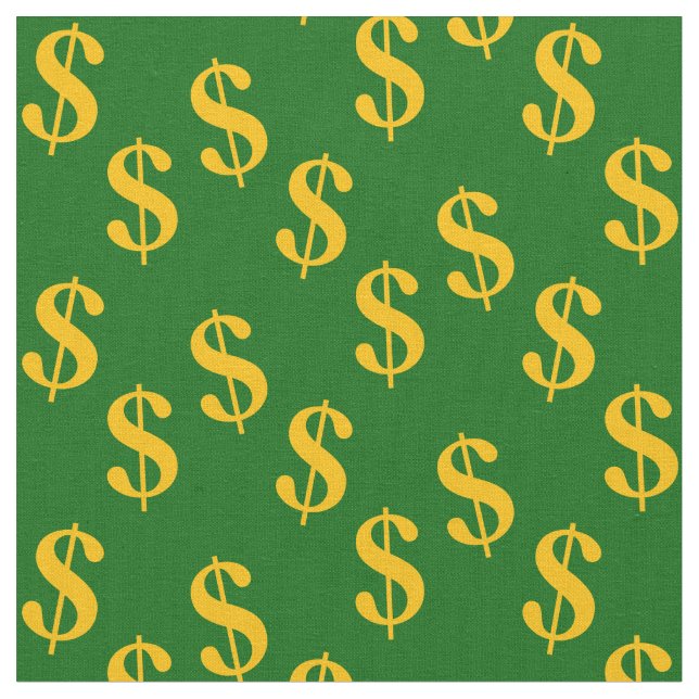 Emerald Grönt Fabric med dollartecken i Guld Tyg (Närbild)