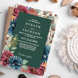 Emerald grönt Fall Modern Rustic Bröllop Inbjudningar