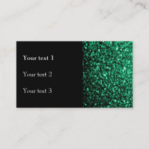Emerald Grönt faux glitter sparkles black Visitkort