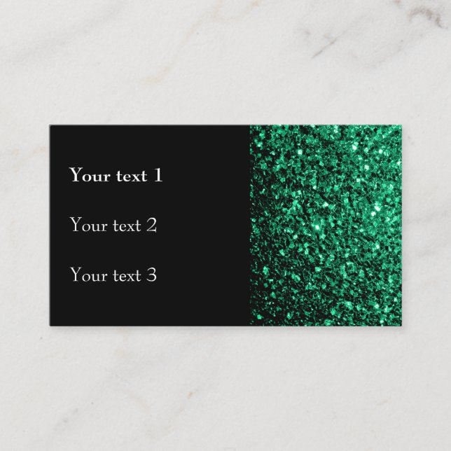 Emerald Grönt faux glitter sparkles black Visitkort (Framsida)
