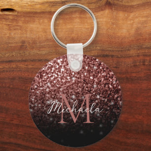 Emerald Grönt faux glitter sparkles bling Monogram Nyckelring