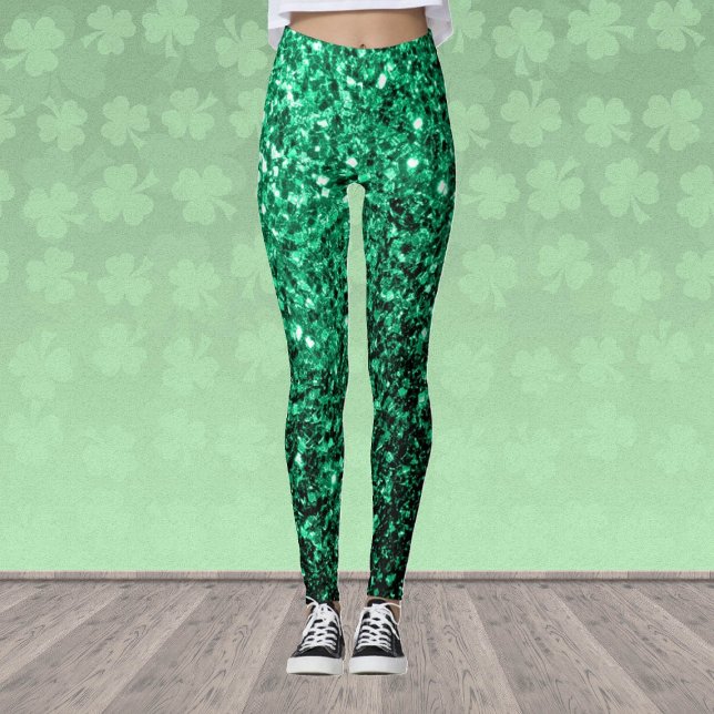 Emerald Grönt faux glitter sparkles Leggings (Stand out in the gym with our breathable sparkly leggings in many different colors!)