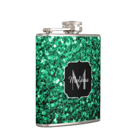 Emerald Grönt faux glitter sparkles Monogram Fickplunta