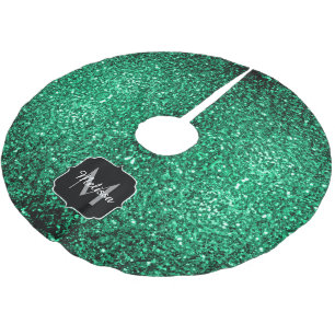 Emerald Grönt faux glitter sparkles Monogram Julgransmatta Borstad Polyester