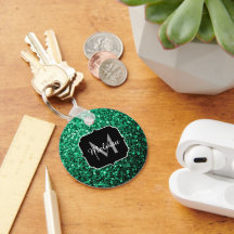 Emerald Grönt faux glitter sparkles Monogram