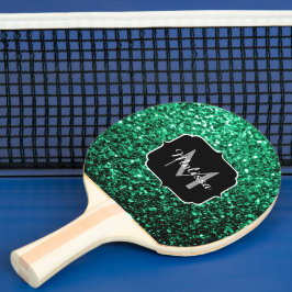 Emerald Grönt faux glitter sparkles Monogram Pingisracket