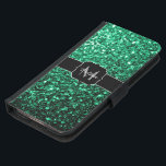 Emerald Grönt faux glitter sparkles Monogram Plånboksfodral För Samsung Galaxy S5<br><div class="desc">Anpassa med ditt första och namn. Vackra,  giglamorösa,  smaragd grönt blanka glitter-gnistor. Foto av Gröntens gnistor är inte glitter!</div>