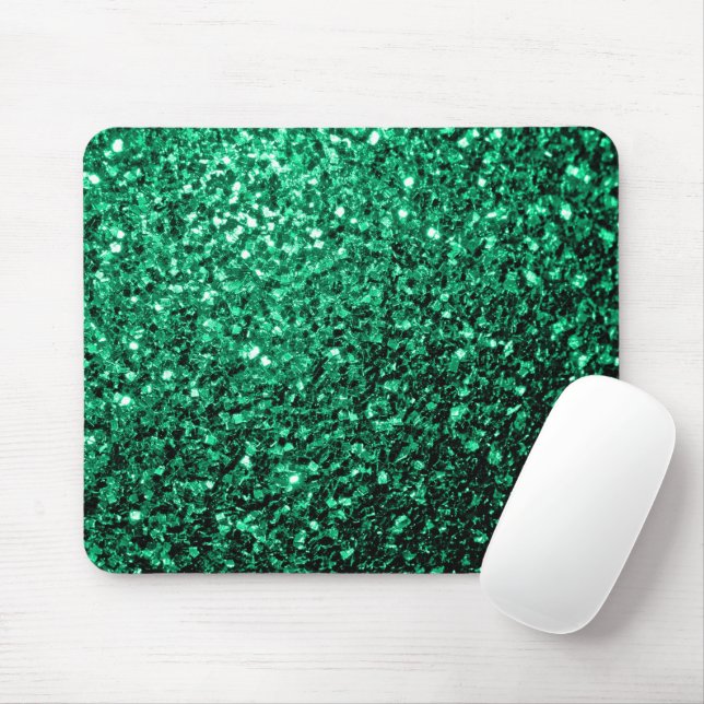 Emerald Grönt faux glitter sparkles Musmatta (Med mus)