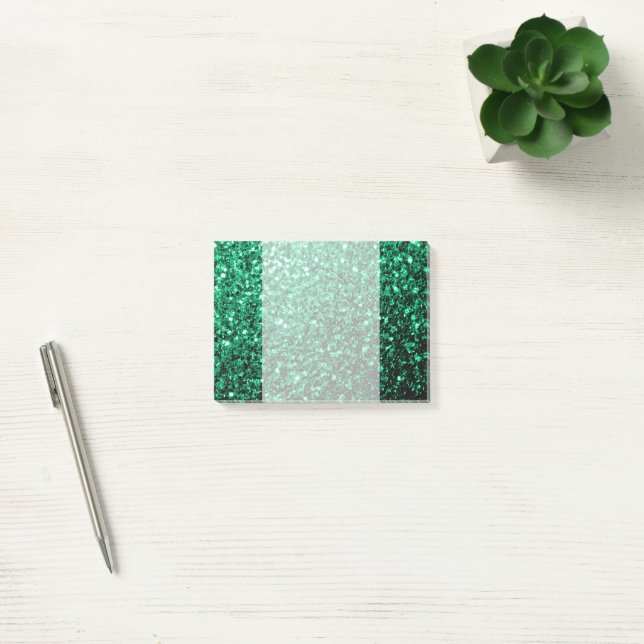 Emerald Grönt faux glitter sparkles Post-it Block (Kontor)
