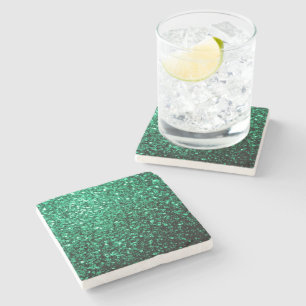 Emerald Grönt faux glitter sparkles Stenunderlägg