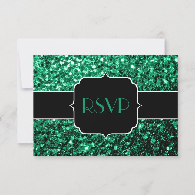 Emerald Grönt faux glitter sparkles Sweet 16 OSA Kort (Framsida)