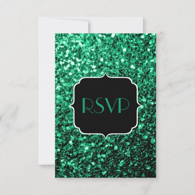 Emerald Grönt faux glitter sparkles Sweet 16 OSA Kort (Framsida)
