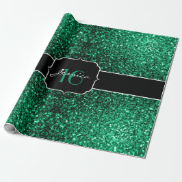 Emerald Grönt faux glitter sparkles Sweet 16 Presentpapper