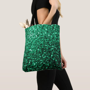Emerald Grönt faux glitter sparkles Tygkasse