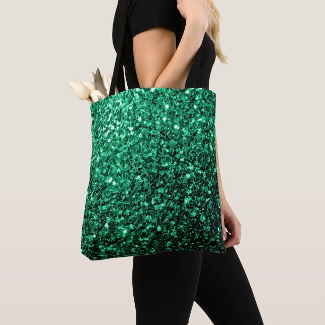 Emerald Grönt faux glitter sparkles Tygkasse (Närbild)
