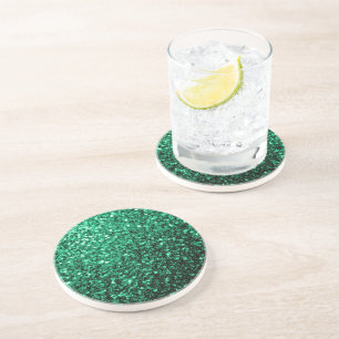 Emerald Grönt faux glitter sparkles Underlägg Sandsten