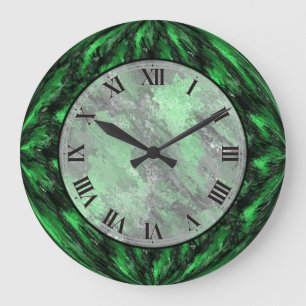 Emerald Grönt Faux Marble Wall Clock Stor Klocka