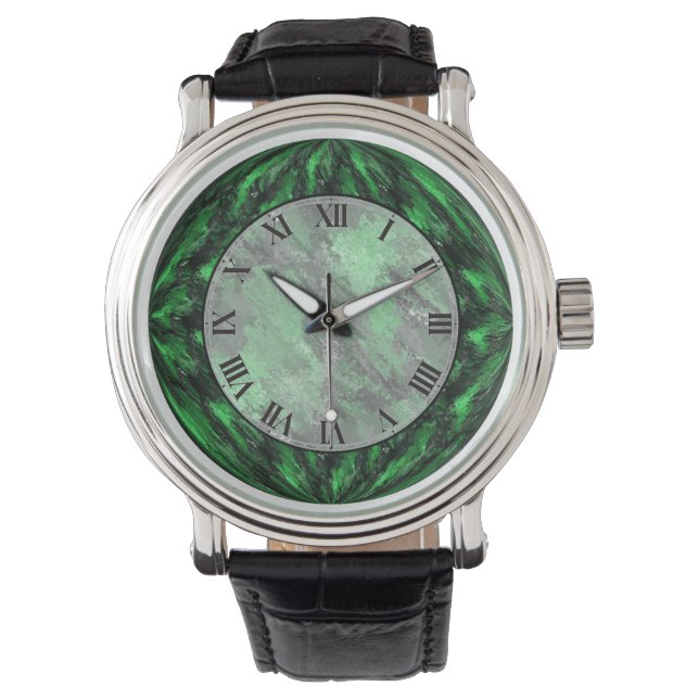 Emerald Grönt Faux Marble Wrist Watch Armbandsur (Framsida)