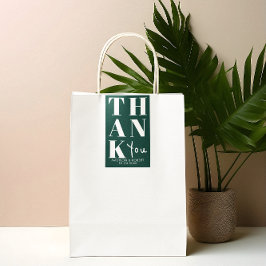 Emerald Grönt fet enkel Tack-bröllopsförmån Rektangulärt Klistermärke